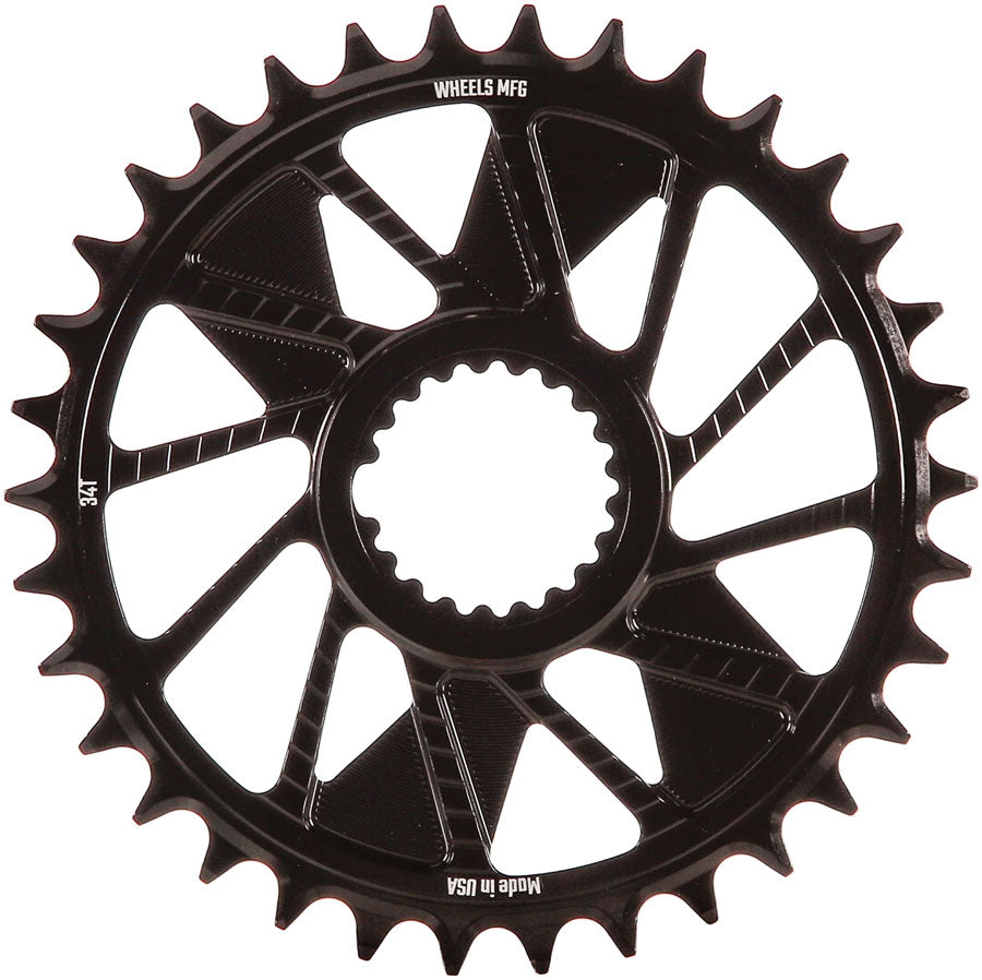 Wheels Manufacturing Direct Mount Chainring - 34t Shimano Direct Mount 1.5mm Inboard Offset T-Type Chain Compatible BLK