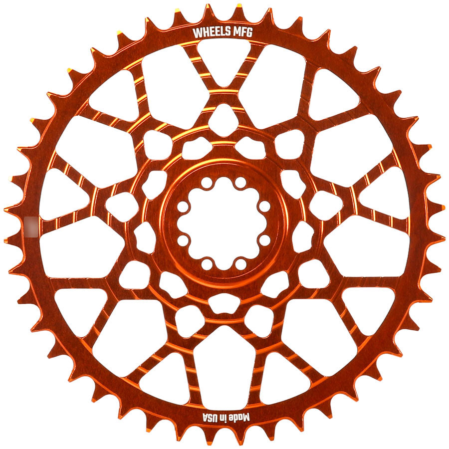 Wheels Manufacturing Gravel Direct Mount Chainring - 46t SRAM 8-Bolt Direct Mount 6.5mm Inboard Offset T-Type Chain Compatible Orange