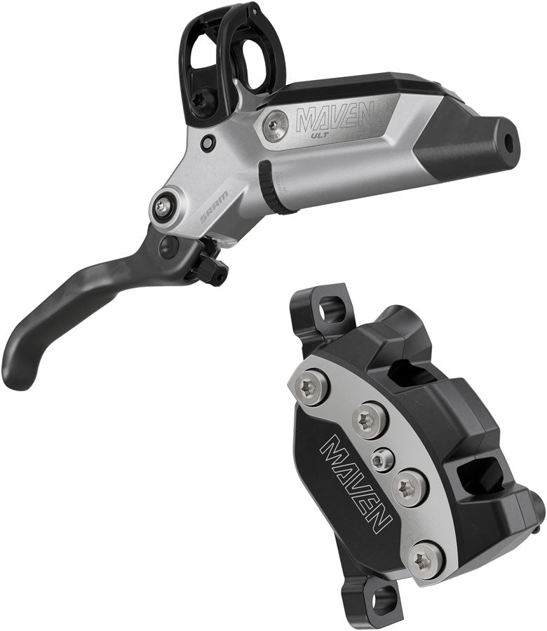 SRAM Maven Ultimate Disc Brake Lever - Front Post Mount 950mm Hose 4-Piston Carbon Lever Blade Ti Hardware Silver/BLK B1