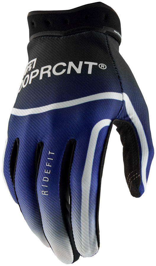 100% Ridefit Gloves - Blue Medium
