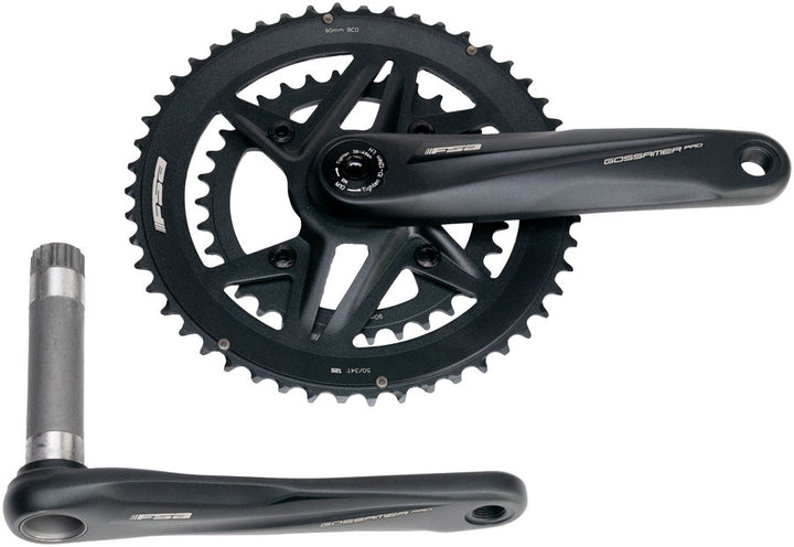 Full Speed Ahead Gossamer Pro 2x Crankset - 175mm 50/34t For Shimano 12-Speed HG+ DM/90 BCD MegaExo Spindle BLK