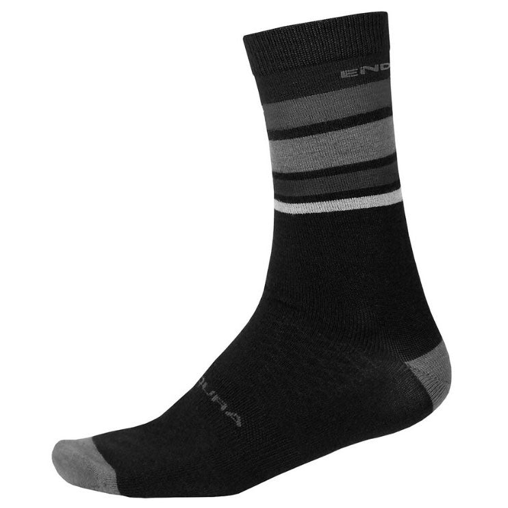 Endura BaaBaa Merino Stripe Socks Matte Black L/XL