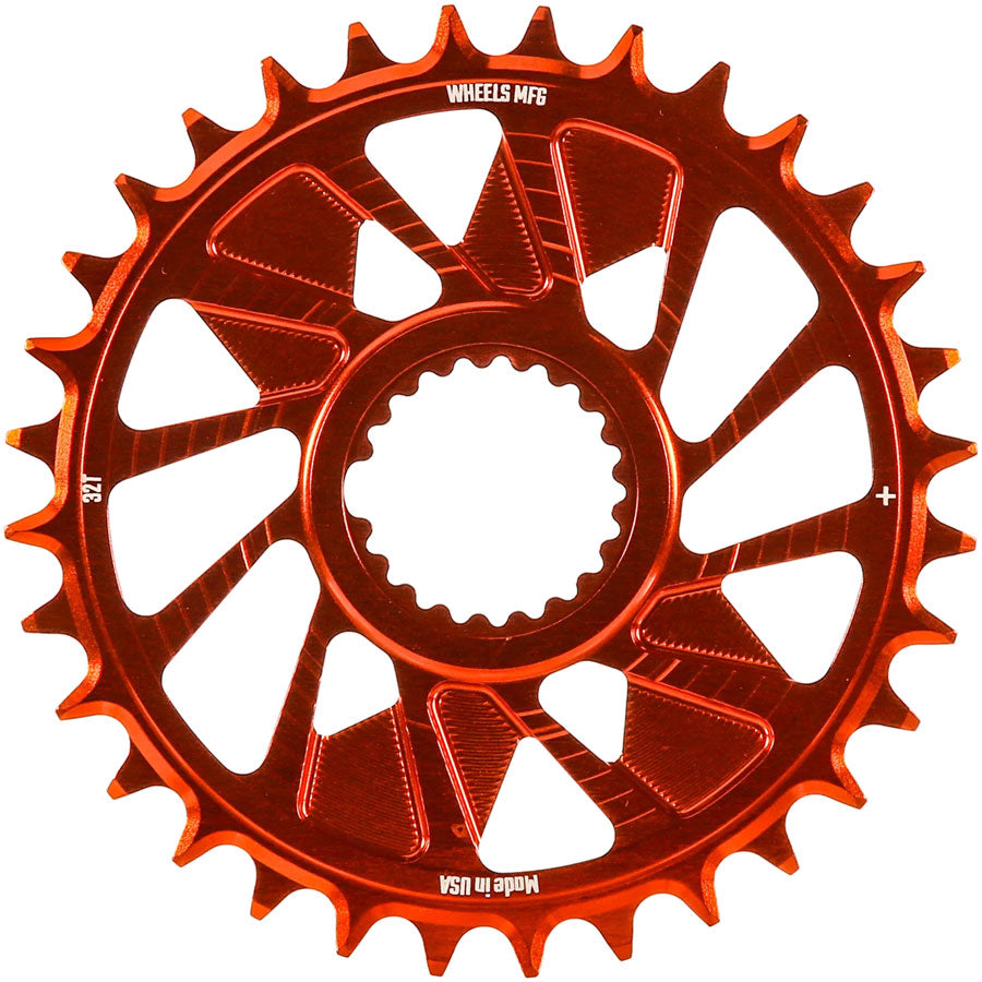 Wheels Manufacturing Direct Mount Chainring - 32t Shimano Direct Mount 1.5mm Outboard Offset HG+ Chain Compatible Orange