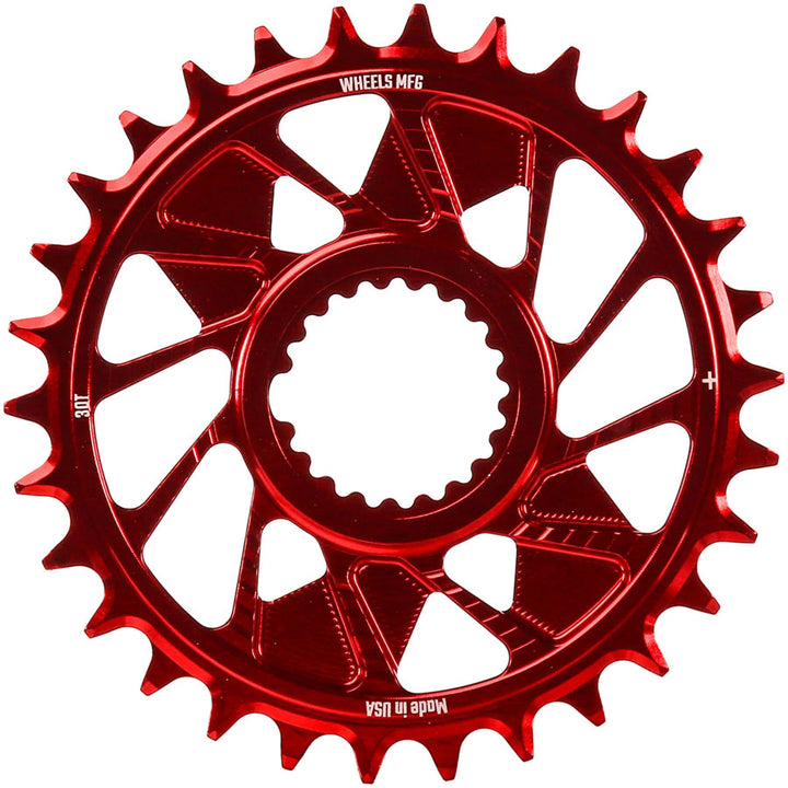 Wheels Manufacturing Direct Mount Chainring - 30t Shimano Direct Mount 1.5mm Outboard Offset HG+ Chain Compatible Red