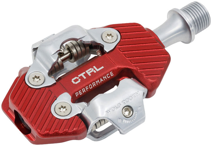 Wolf Tooth CTRL Trail Performance Clipless Pedals - Dual Sided Clipless Alloy 9/16" Red Pair Shimano SPD