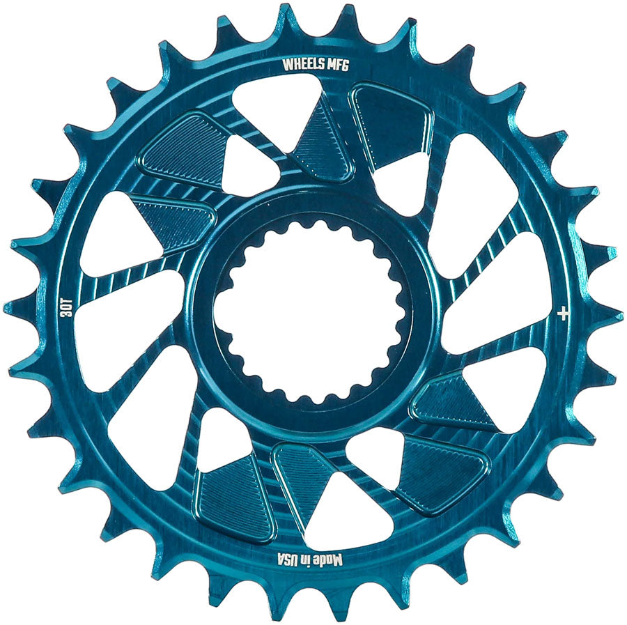 Wheels Manufacturing Direct Mount Chainring - 30t Shimano Direct Mount 1.5mm Inboard Offset HG+ Chain Compatible Teal
