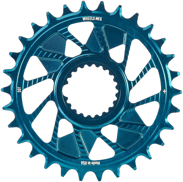 Wheels Manufacturing Direct Mount Chainring - 30t Shimano Direct Mount 1.5mm Inboard Offset HG+ Chain Compatible Teal