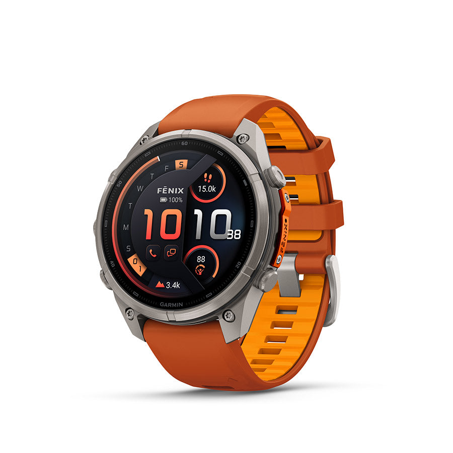 Garmin fenix 9 Pro inReach 47mm Watch Watch Color: Titanium Wristband: Autumn Orange / Spark Orange - Silicone