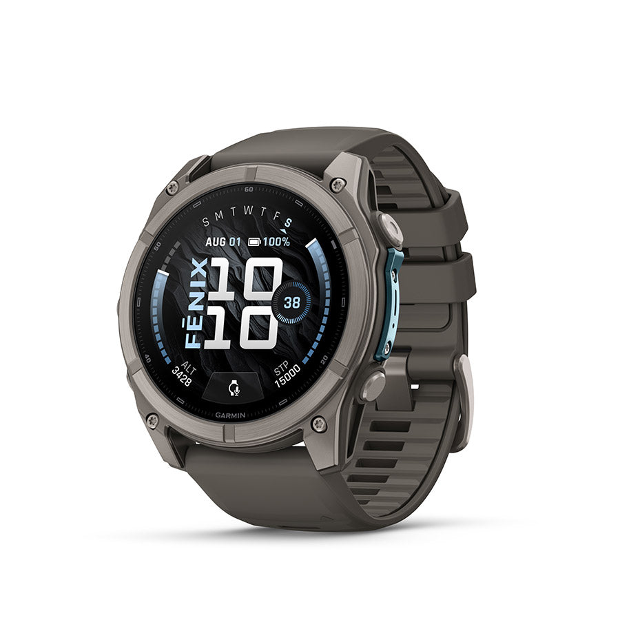 Garmin fenix 9 51mm Watch Watch Color: Titanium Wristband: Pebble Grey - Silicone