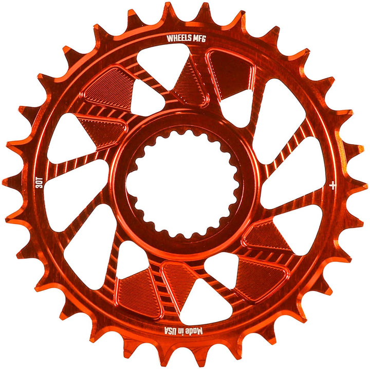 Wheels Manufacturing Direct Mount Chainring - 30t Shimano Direct Mount 1.5mm Inboard Offset HG+ Chain Compatible Orange