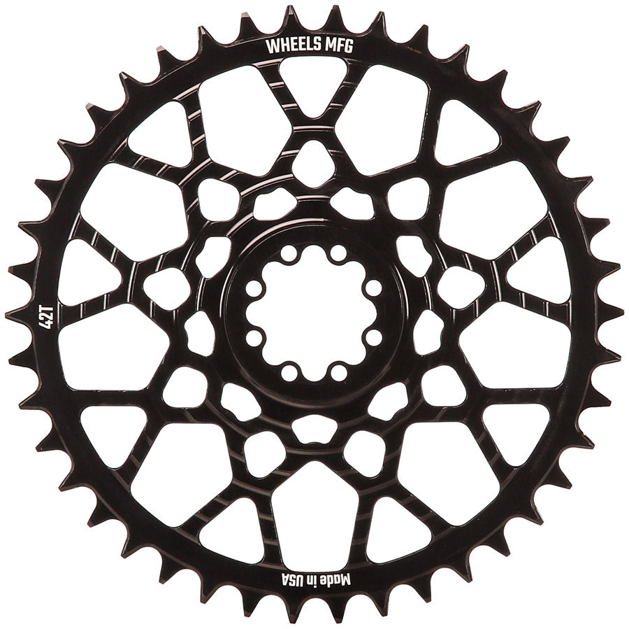 Wheels Manufacturing Gravel Direct Mount Chainring - 42t SRAM 8-Bolt Direct Mount 6.5mm Inboard Offset HG+ Chain Compatible BLK