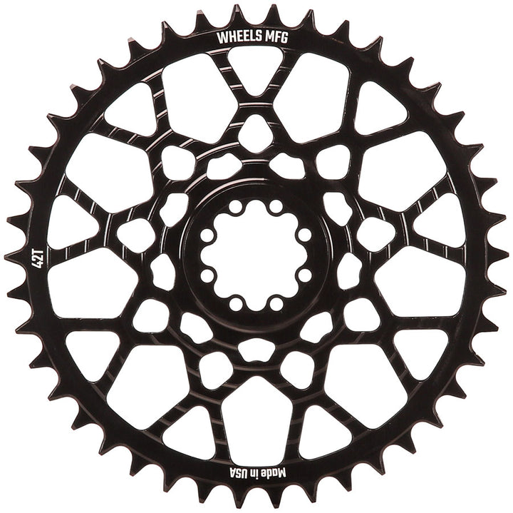 Wheels Manufacturing Gravel Direct Mount Chainring - 42t SRAM 8-Bolt Direct Mount 6.5mm Inboard Offset HG+ Chain Compatible BLK