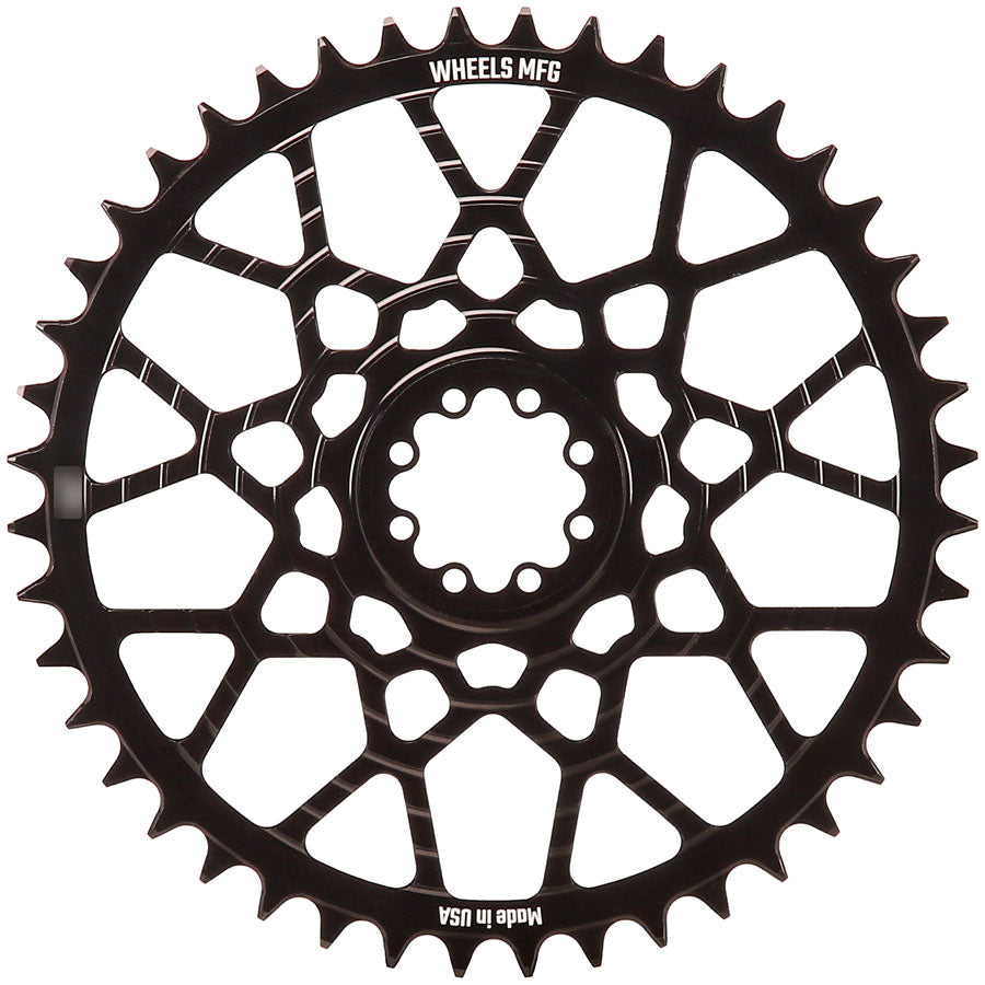 Wheels Manufacturing Gravel Direct Mount Chainring - 44t SRAM 8-Bolt Direct Mount 6.5mm Inboard Offset HG+ Chain Compatible BLK