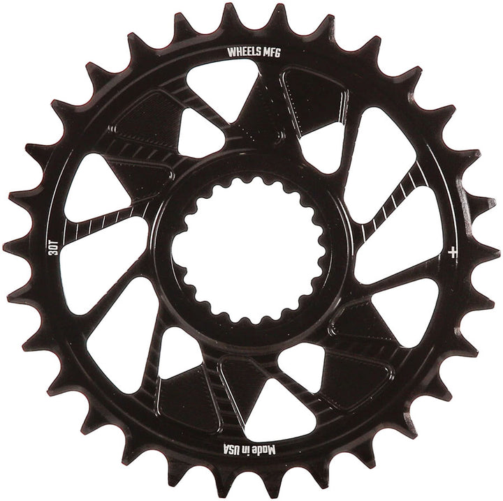 Wheels Manufacturing Direct Mount Chainring - 30t Shimano Direct Mount 1.5mm Inboard Offset HG+ Chain Compatible BLK