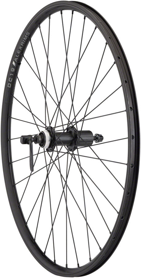 Quality Wheels Value Double Wall Series Rim+Disc Rear Wheel - 26" QR  x 135mm Center-Lock/Rim Brake HG10 BLK Clincher 32H