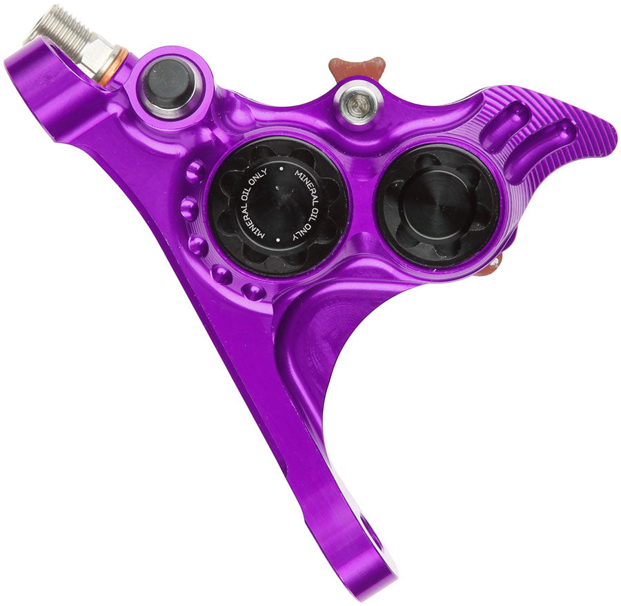 Hope RX4+ SL Disc Brake Caliper - Front Flat Mount Direct +20mm Mineral Oil Type Purple