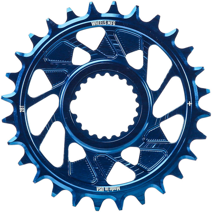 Wheels Manufacturing Direct Mount Chainring - 28t Shimano Direct Mount 1.5mm Outboard Offset HG+ Chain Compatible Blue