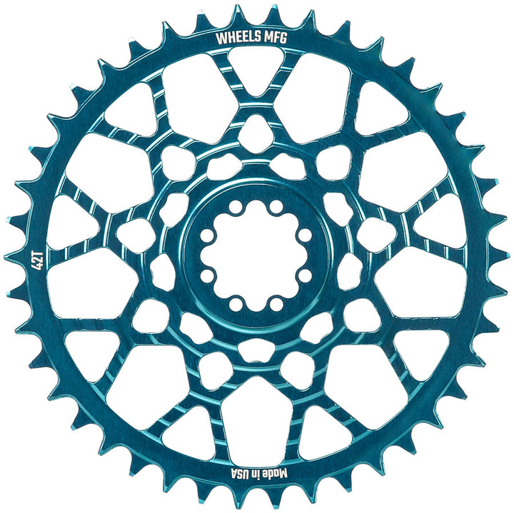 Wheels Manufacturing Gravel Direct Mount Chainring - 42t SRAM 8-Bolt Direct Mount 6.5mm Inboard Offset T-Type Chain Compatible Teal