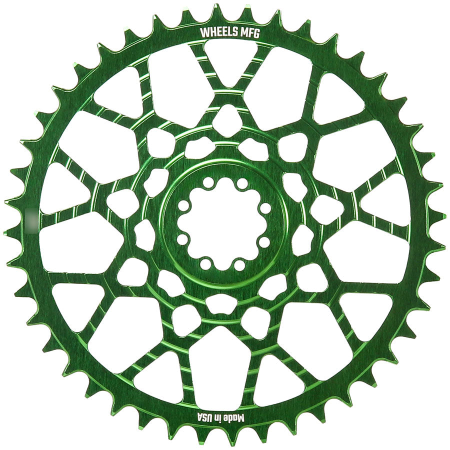 Wheels Manufacturing Gravel Direct Mount Chainring - 46t SRAM 8-Bolt Direct Mount 6.5mm Inboard Offset T-Type Chain Compatible Green