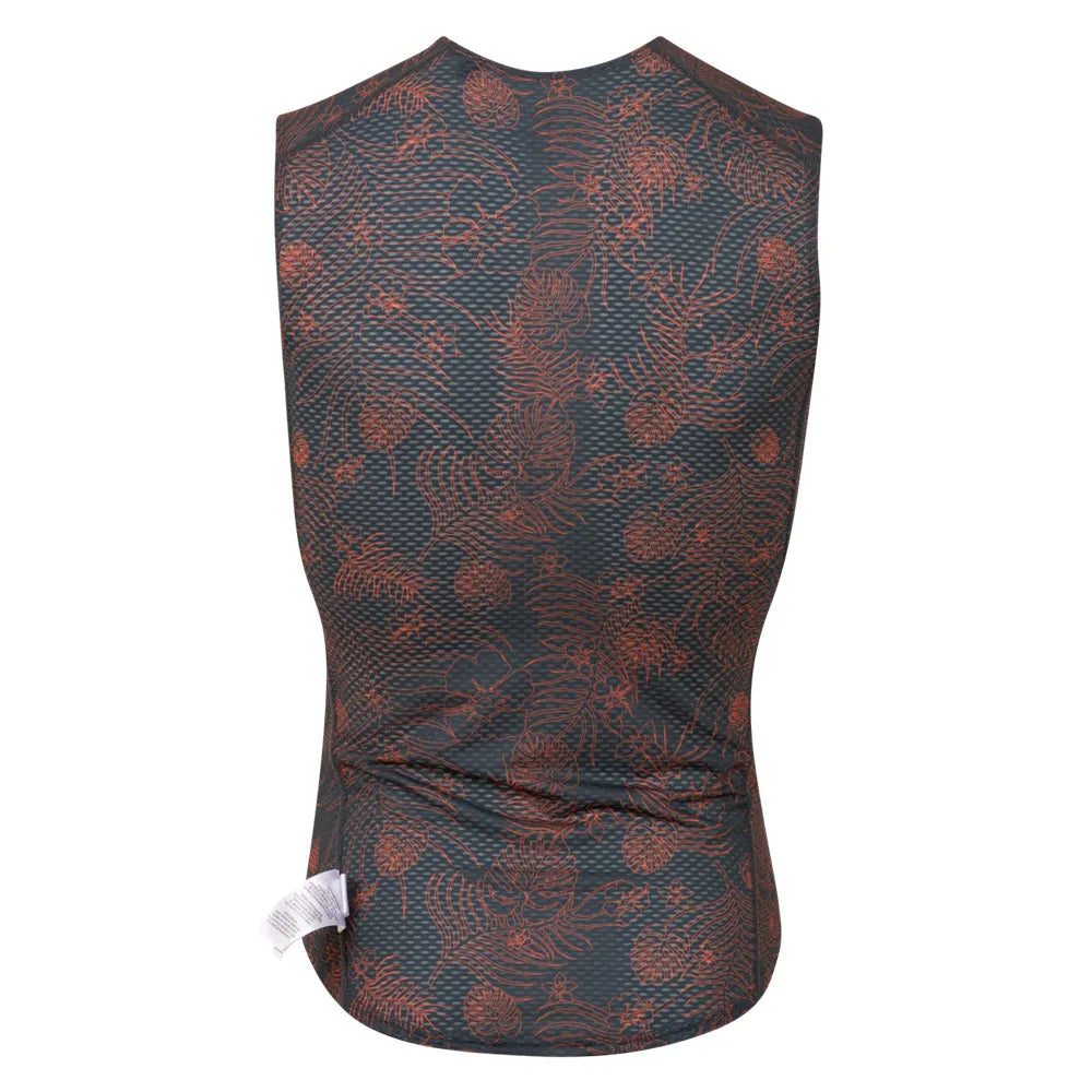 Men's Transfer Mesh Sleeveless Baselayer - DARK INK/SUNSET ORANGE PALM / M