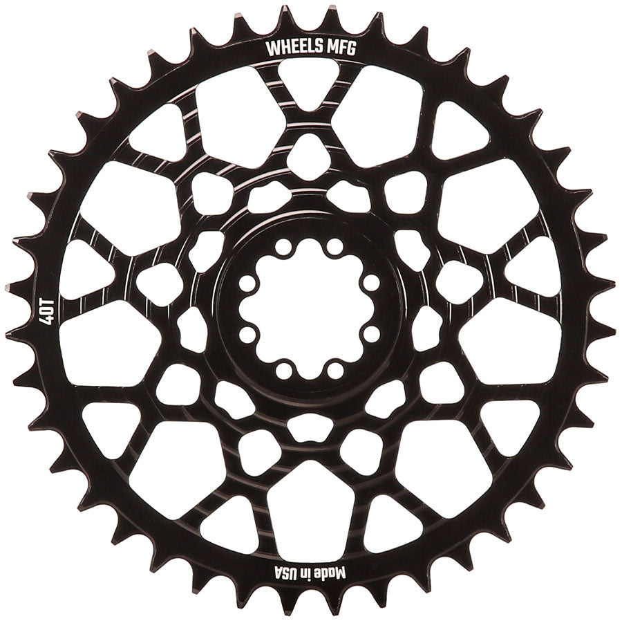 Wheels Manufacturing Gravel Direct Mount Chainring - 40t SRAM 8-Bolt Direct Mount 6.5mm Inboard Offset HG+ Chain Compatible BLK