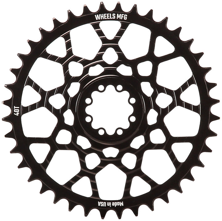 Wheels Manufacturing Gravel Direct Mount Chainring - 40t SRAM 8-Bolt Direct Mount 6.5mm Inboard Offset HG+ Chain Compatible BLK