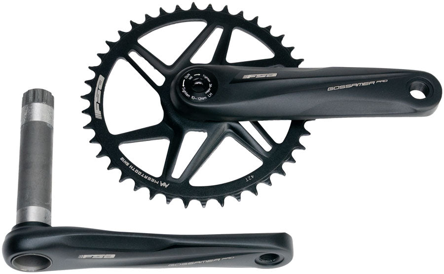 Full Speed Ahead Gossamer Pro AGX+ 1x Crankset - 160mm For Shimano 12-Speed HG+ 42t Direct Mount MegoExo Spindle BLK