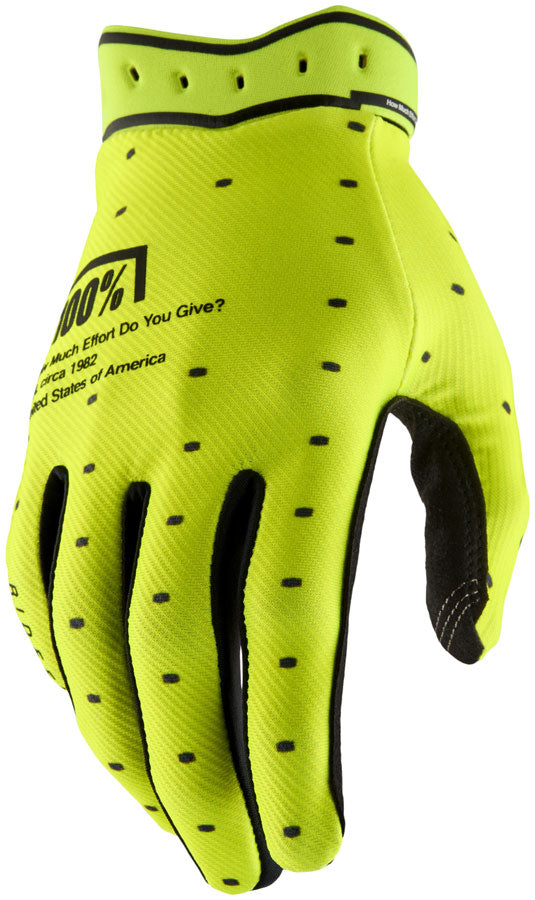 100% Ridefit Gloves - Fluo Yellow Medium