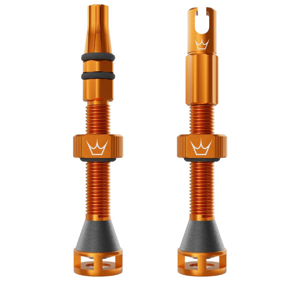 Peaty's Holeshot Fast Flow Tubeless Valves 42mm Mango Pair
