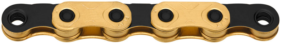 KMC X-Flat Waxed Chain - 12/13-Speed 126 Links Compatible SRAM T-Type AXS Systems Ti Gold/BLK