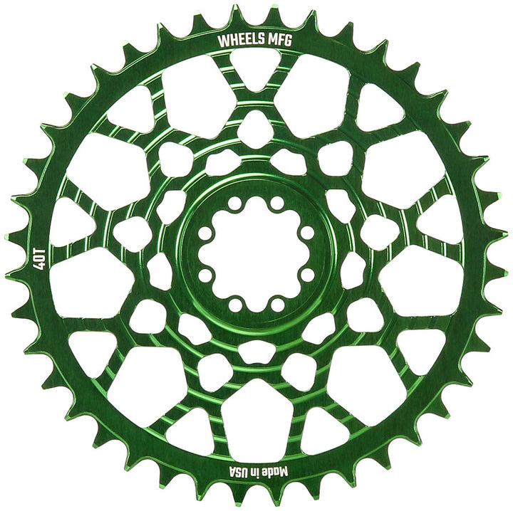 Wheels Manufacturing Gravel Direct Mount Chainring - 40t SRAM 8-Bolt Direct Mount 6.5mm Inboard Offset T-Type Chain Compatible Green