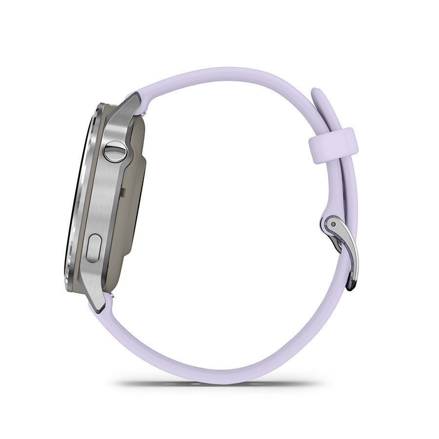 Garmin Venu 4 41mm Watch Watch Color: Silver Wristband: Periwinkle - Silicone