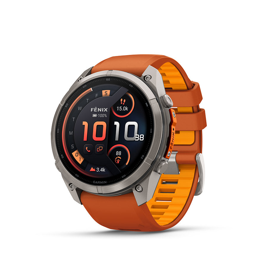 Garmin fenix 9 Pro inReach 51mm Watch Watch Color: Titanium Wristband: Autumn Orange / Spark Orange - Silicone