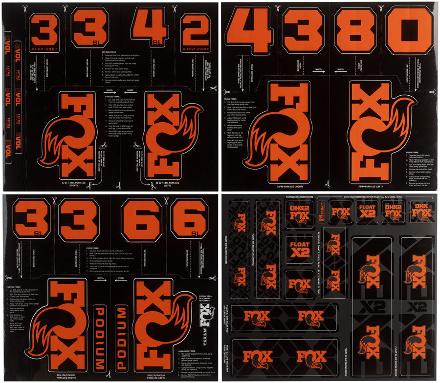 FOX Fork and Shock Decal Kit - FOX Orange