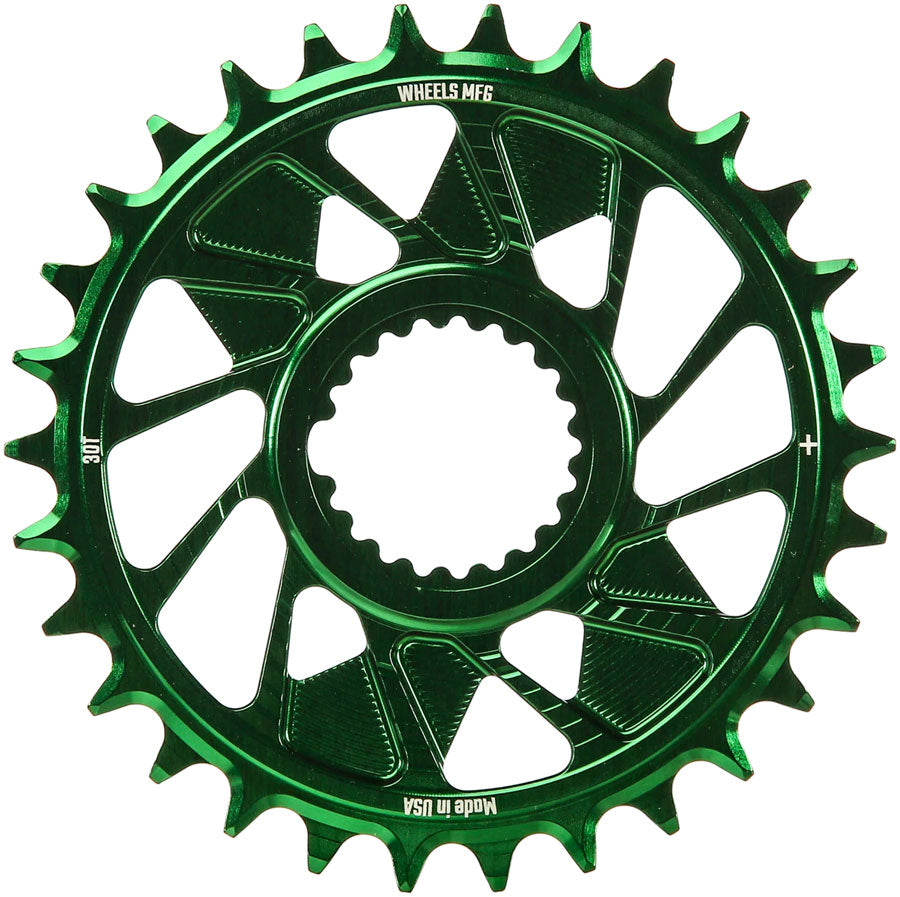 Wheels Manufacturing Direct Mount Chainring - 30t Shimano Direct Mount 1.5mm Outboard Offset HG+ Chain Compatible Green