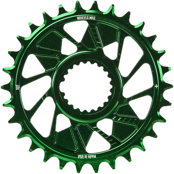 Wheels Manufacturing Direct Mount Chainring - 30t Shimano Direct Mount 1.5mm Outboard Offset HG+ Chain Compatible Green