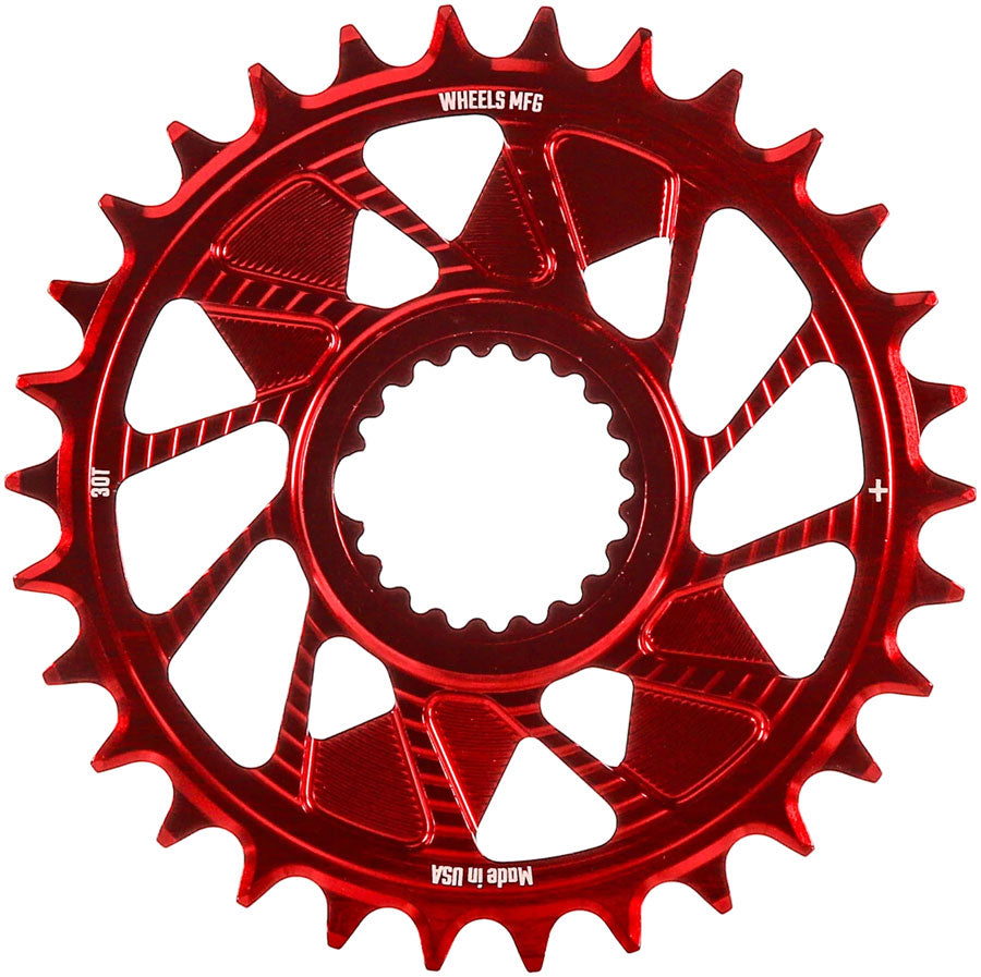 Wheels Manufacturing Direct Mount Chainring - 30t Shimano Direct Mount 1.5mm Inboard Offset HG+ Chain Compatible Red