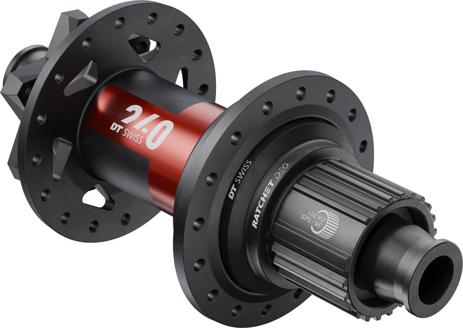 DT Swiss 240 DEG Rear Hub - 12 x 148mm 6-Bolt Micro Spline BLK/Red 32H DEG 90 DF