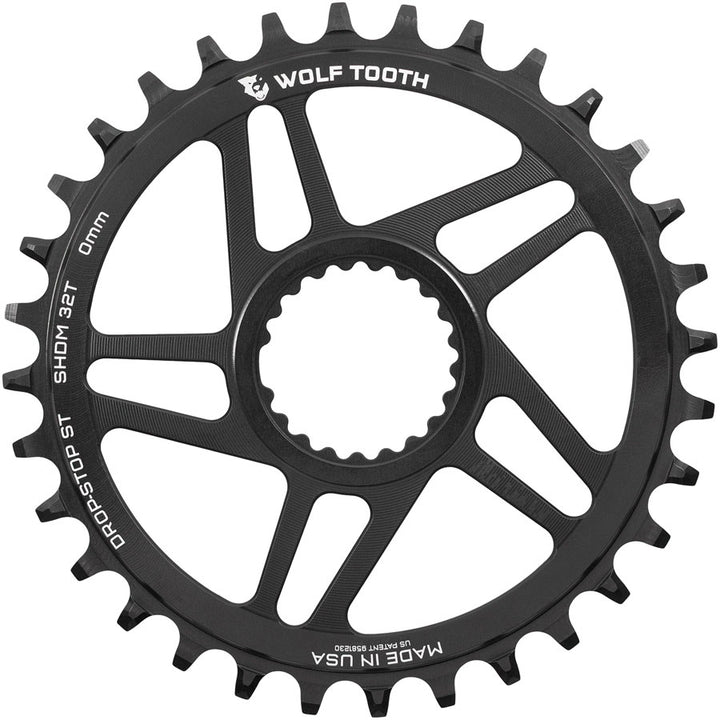 Wolf Tooth Direct Mount Chainring - 32t Shimano Direct Mount 0mm Offset Drop-Stop ST Requires 12-Speed HG+ Chain BLK