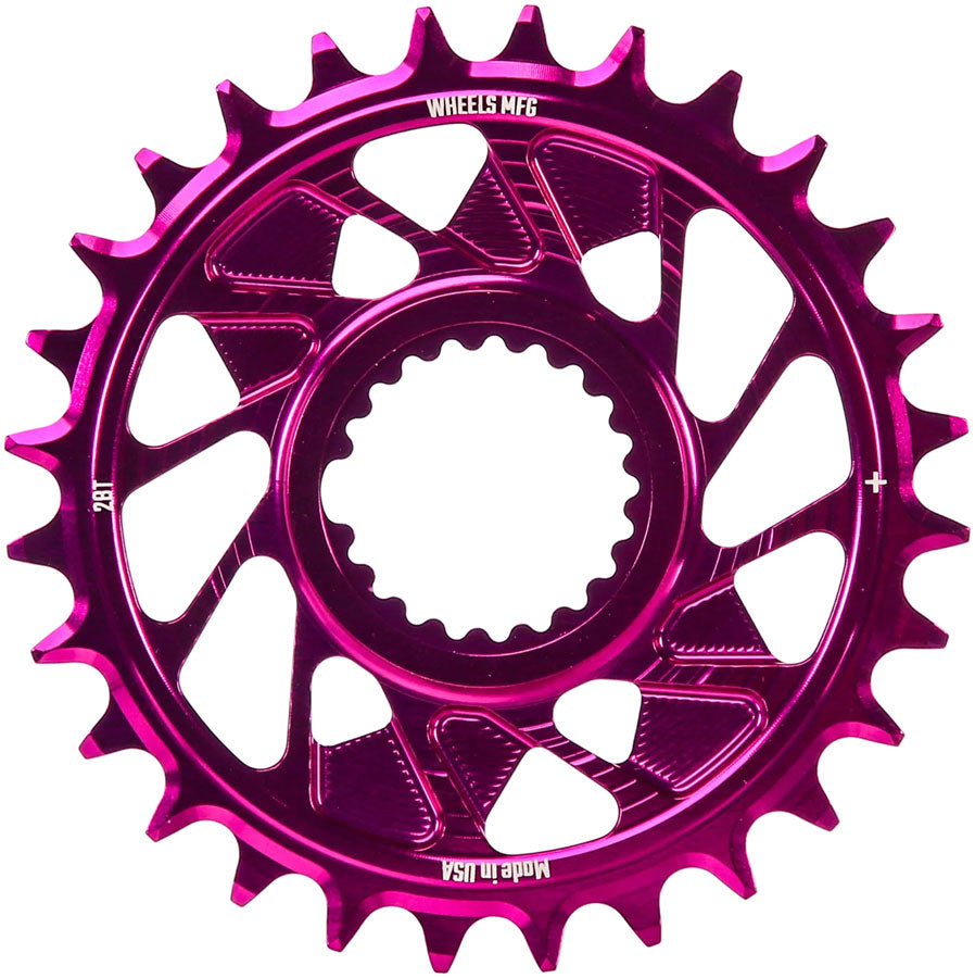 Wheels Manufacturing Direct Mount Chainring - 28t Shimano Direct Mount 1.5mm Outboard Offset HG+ Chain Compatible Purple
