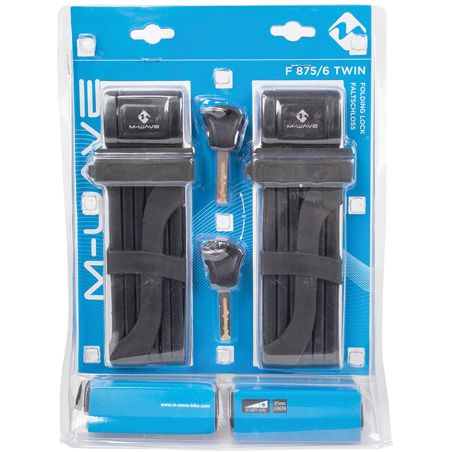 M-Wave F 875/6 Twin Set of 2 Folding Locks Key 87.5cm 6mm Black