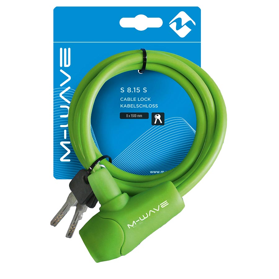 M-Wave S 8.15 S Cable lock Key 8mm 8x1500mm Green