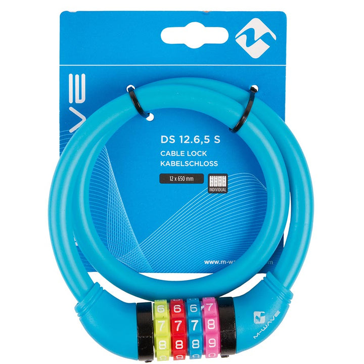 M-Wave DS 12.6 Cable lock Combination 12mm 12x650mm Blue