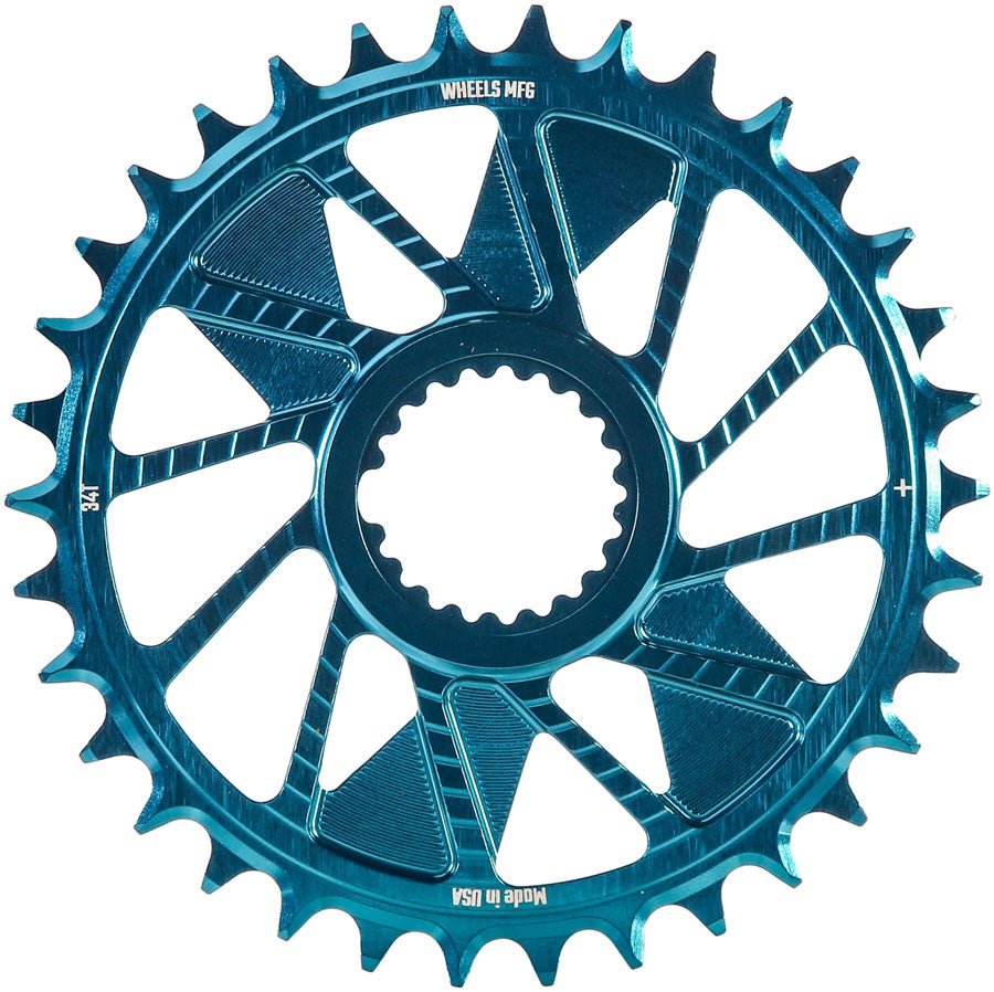 Wheels Manufacturing Direct Mount Chainring - 34t Shimano Direct Mount 1.5mm Inboard Offset HG+ Chain Compatible Teal