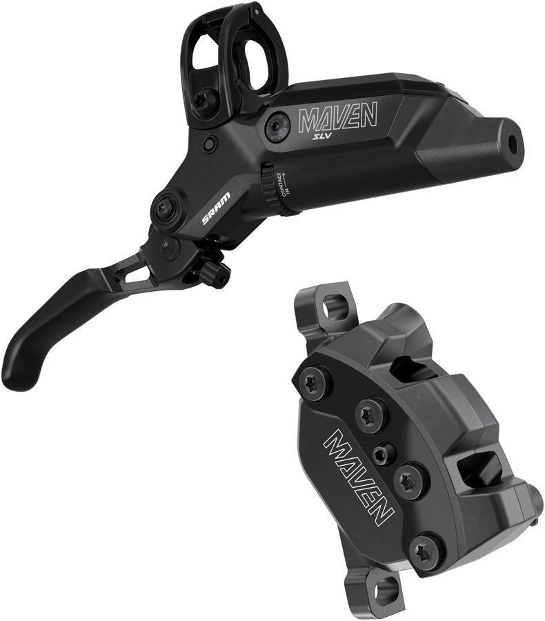 SRAM Maven Silver Disc Brake Lever - Front Rear Post Mount 2000mm Hose 4-Piston Aluminum Lever SS Hardware BLK B1