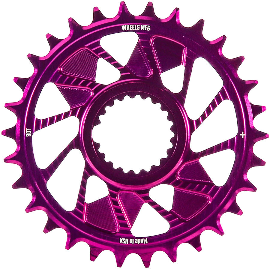 Wheels Manufacturing Direct Mount Chainring - 30t Shimano Direct Mount 1.5mm Inboard Offset HG+ Chain Compatible Purple