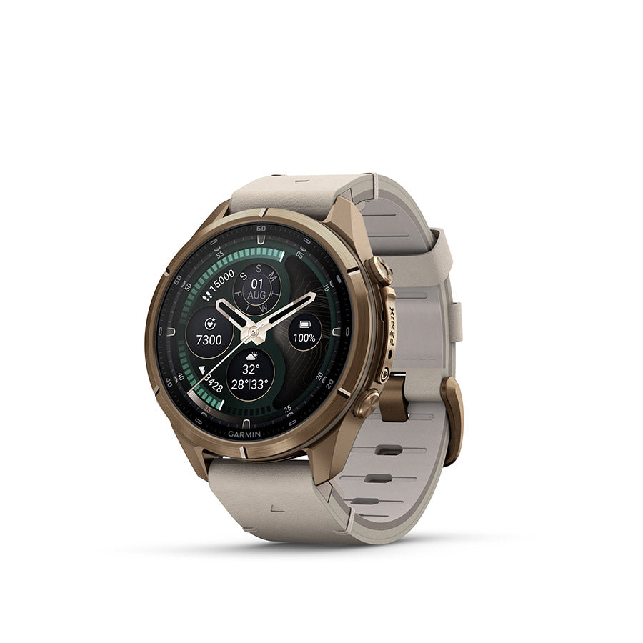 Garmin fenix 9 Pro inReach 43mm Watch Watch Color: Gold Wristband: Bone - Leather