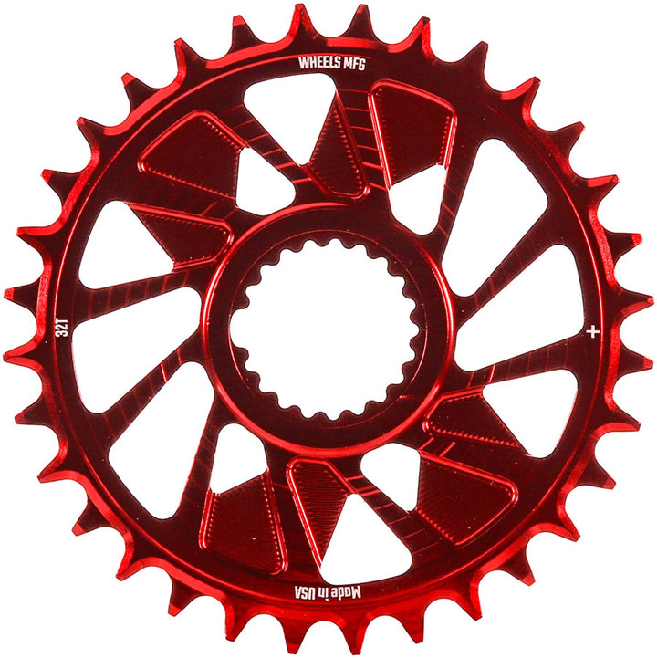 Wheels Manufacturing Direct Mount Chainring - 32t Shimano Direct Mount 1.5mm Outboard Offset HG+ Chain Compatible Red