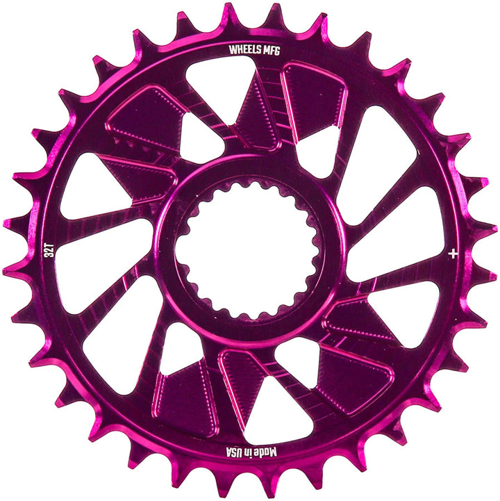 Wheels Manufacturing Direct Mount Chainring - 32t Shimano Direct Mount 1.5mm Outboard Offset HG+ Chain Compatible Purple
