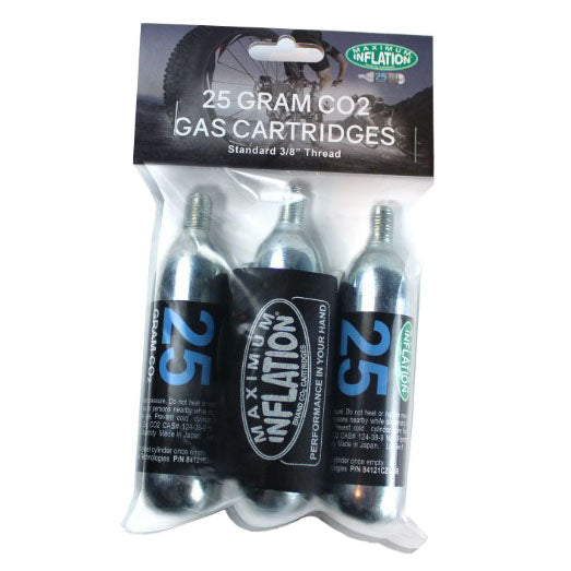 Maximum Inflation CO2 Cartridges 3/8" threaded 25g - 3 Pack